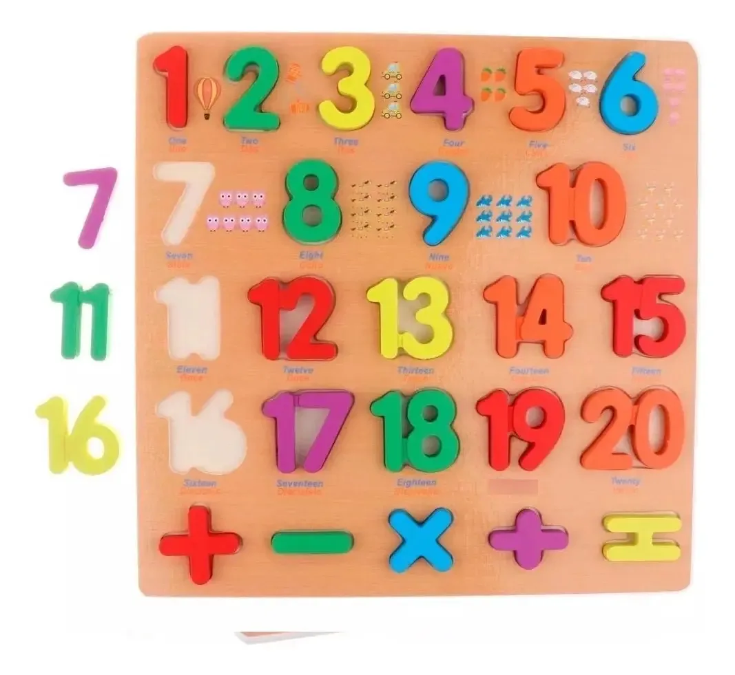 mesa para 6 números em cores multicoloridas