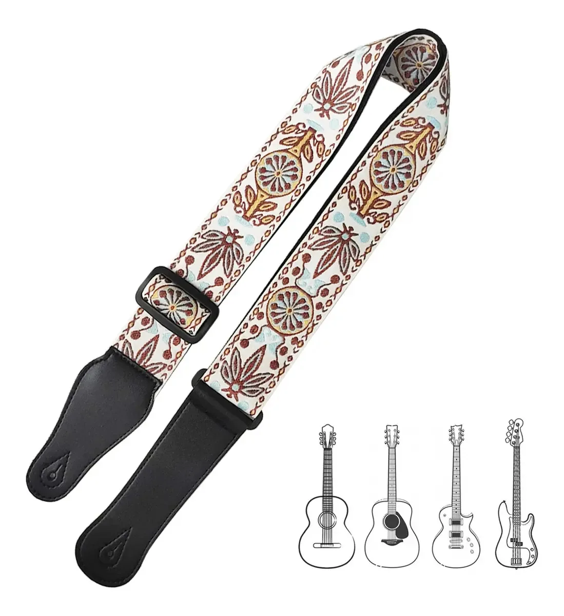 Alça de guitarra ajustável para instrumentos de corda