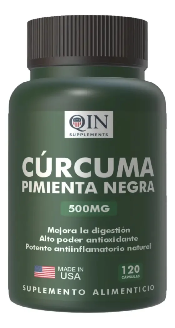 Cúrcuma e pimenta preta 120 cápsulas - Suplementos Qin sem sabor
