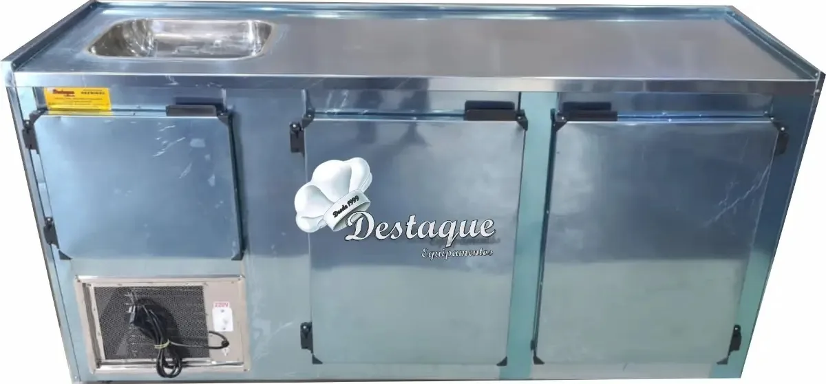 Balcão Refrigerado De Encosto 2.00 Em Aço Com Cuba
