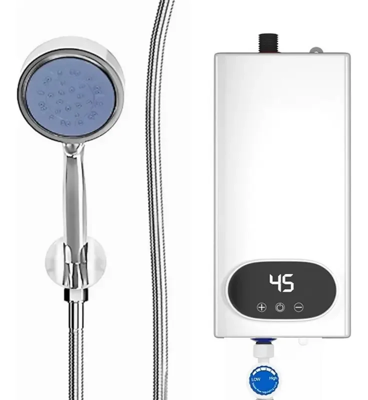Aquecedor Instant Step, conjunto de caldeiras Step com chuveiro branco