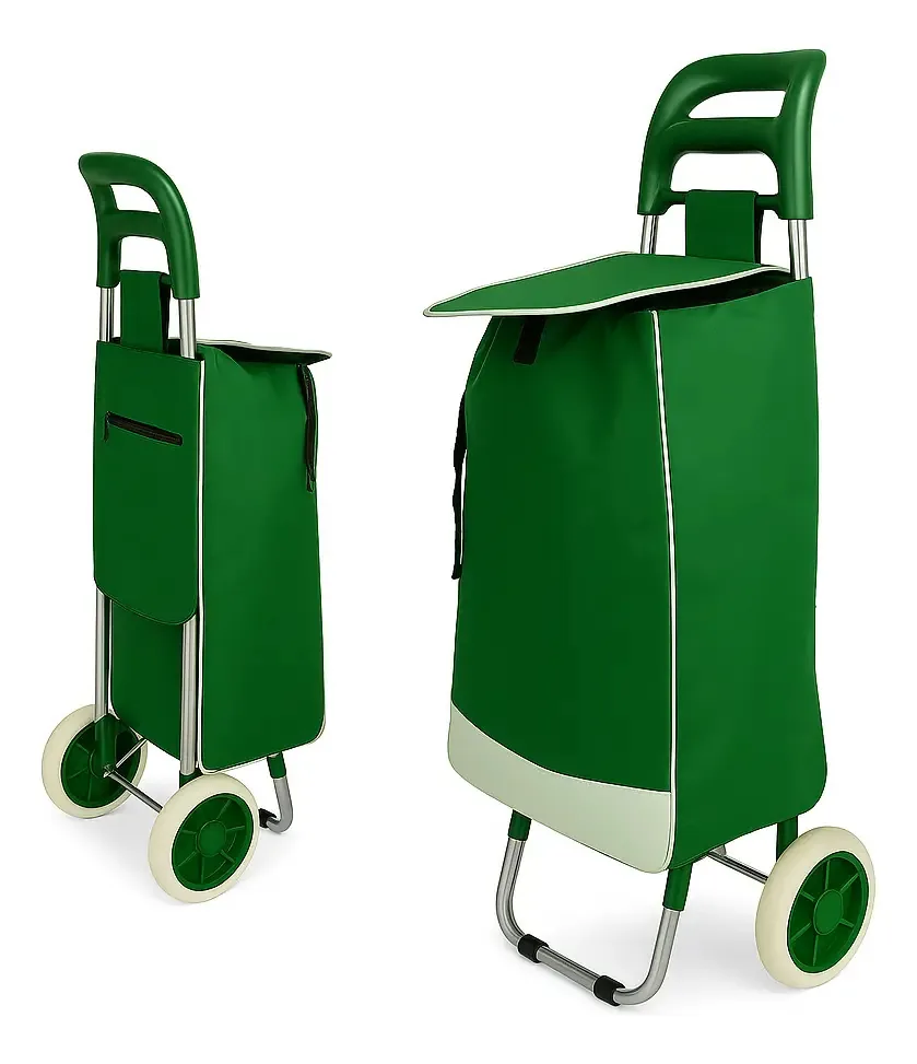 Carrinho Com 2 Rodas Dobrável De Mão Multiuso Compras Feira Cor Verde