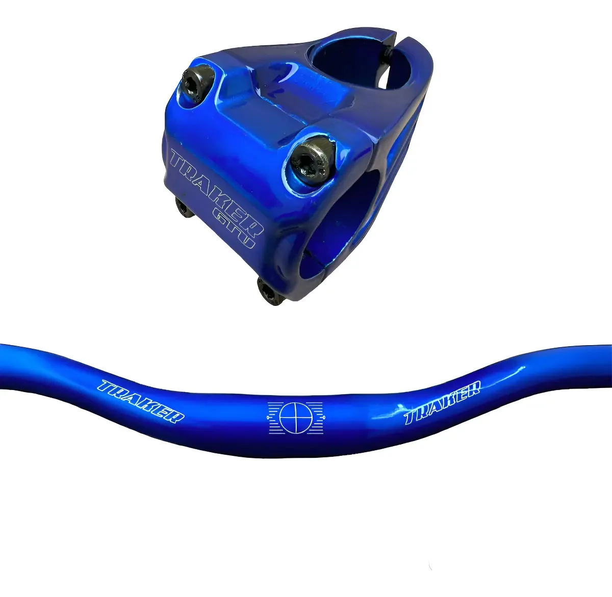 Guidao Mesa Traker 31.8 Curvo Aluminio 31.8 Over Kit Guidao E Mesa Azul