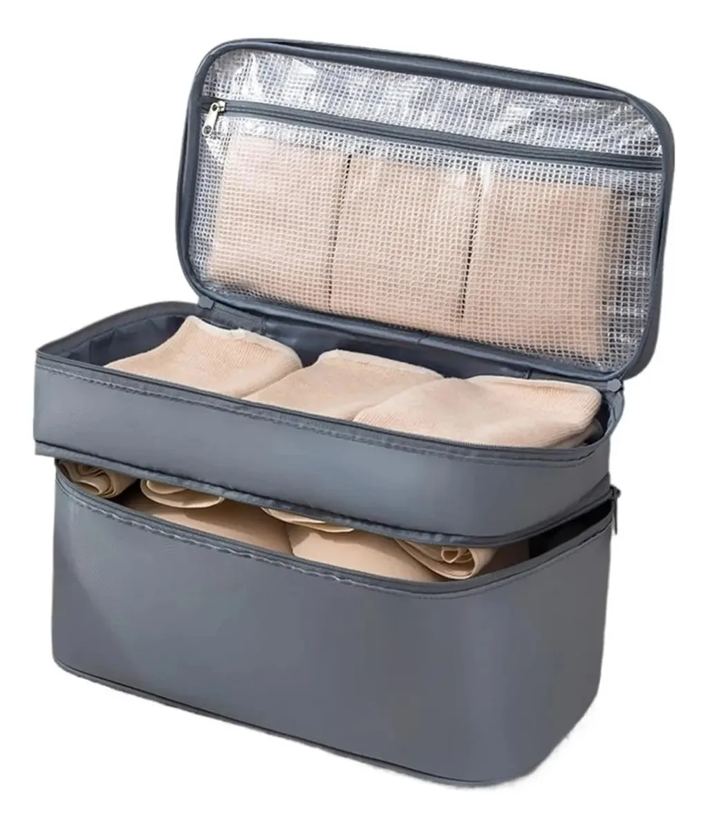 Organizador de roupa íntima, organizador de viagens à prova d'água, cor cinza