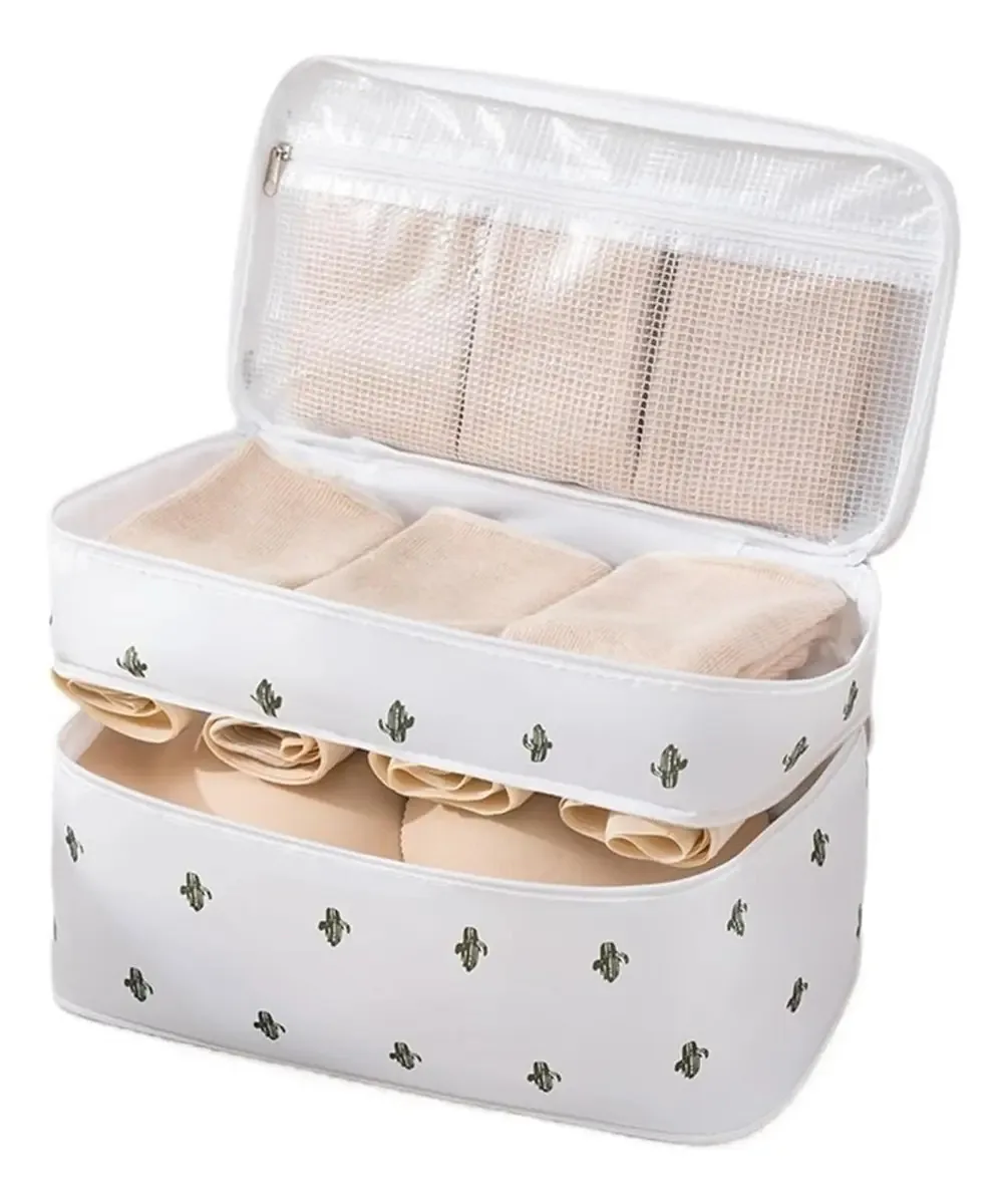 Organizador de roupa íntima, organizador de viagens à prova d'água, cor branca