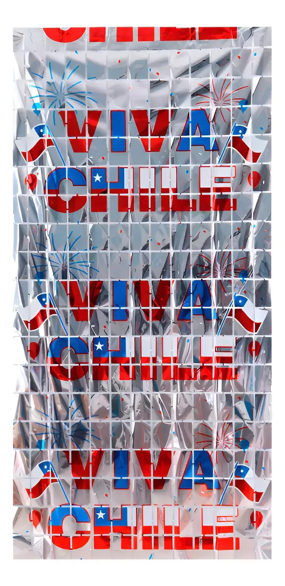 Cortina xadrez Viva Chile 100x200cm