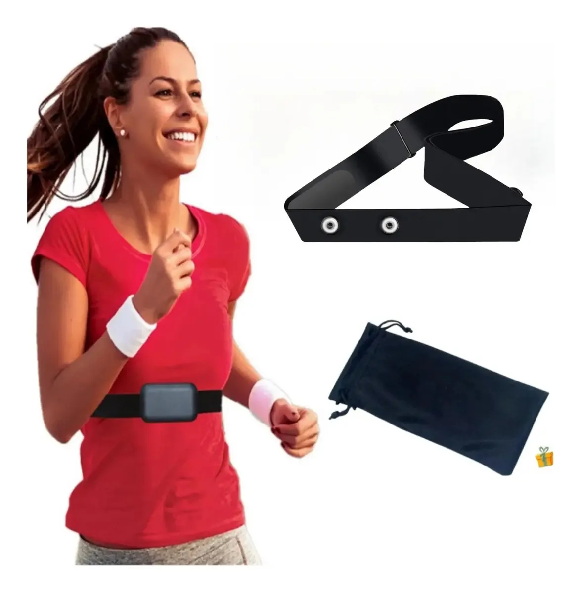 Pulseira para monitor cardíaco Wahoo Garmin Polar, cor preta
