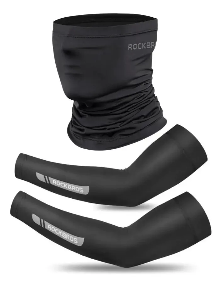 Bandanas e mangas esportivas Rockbros, cor preta, tamanho S