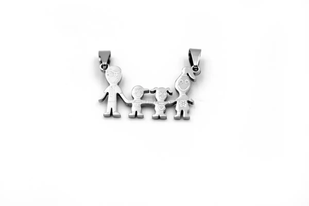 Family Medal Pingant Surgical Steel Family Silver Color Family