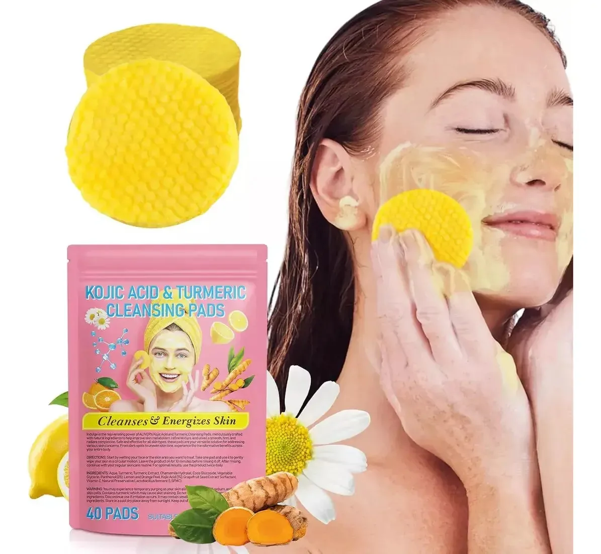 Almofadas de Limpeza de Ácido Koji e Cúrcuma,40