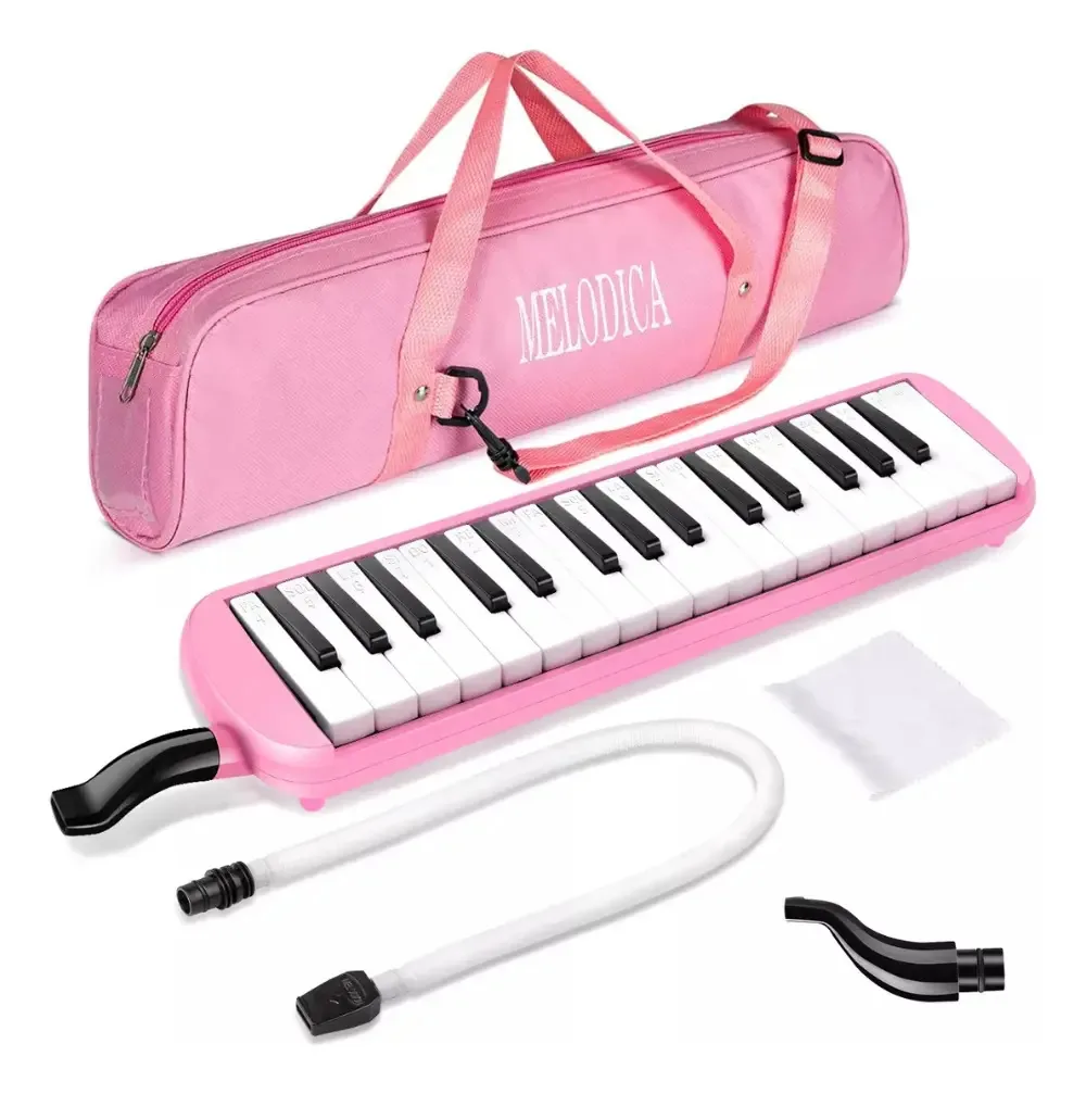 Estojo rígido School Melodic de 32 teclas com lona rosa