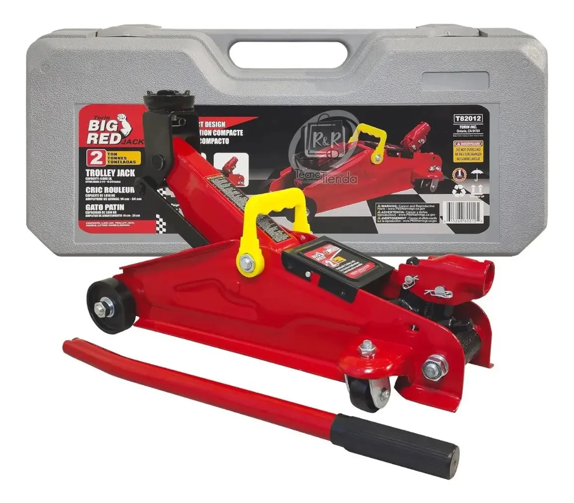 Gato hidráulico tipo Caiman, 2 toneladas, vermelho, de elevação rápida e segura, ideal para carros, caminhões e oficinas, base estável e alavanca reforçada, compacto e fácil de usar | Tecnotiendarr