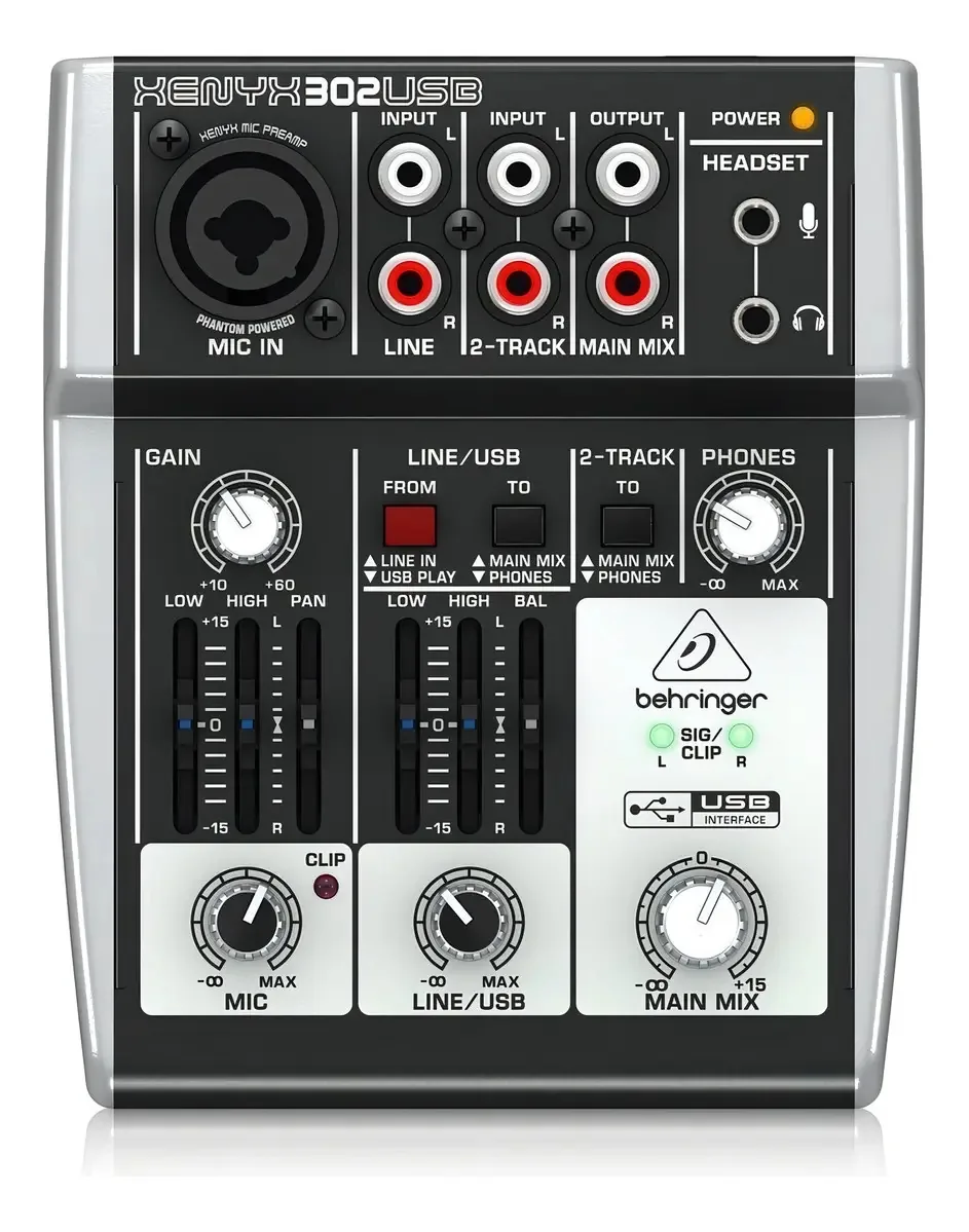 Misturador Behringer 302usb Preamp Xenyx 5 Entradas Usb