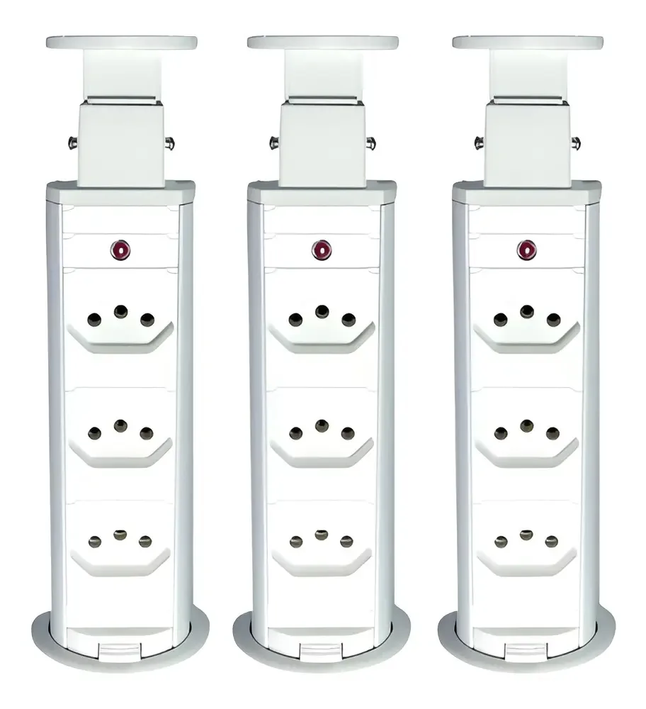 Kit 3 Torres De Tomada Multiplug 3 Tomadas Cor Branco