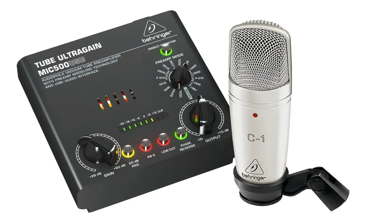 Kit de gravação de estúdio vocal Behringer Voice Studio USB C1 cor preto/cinza