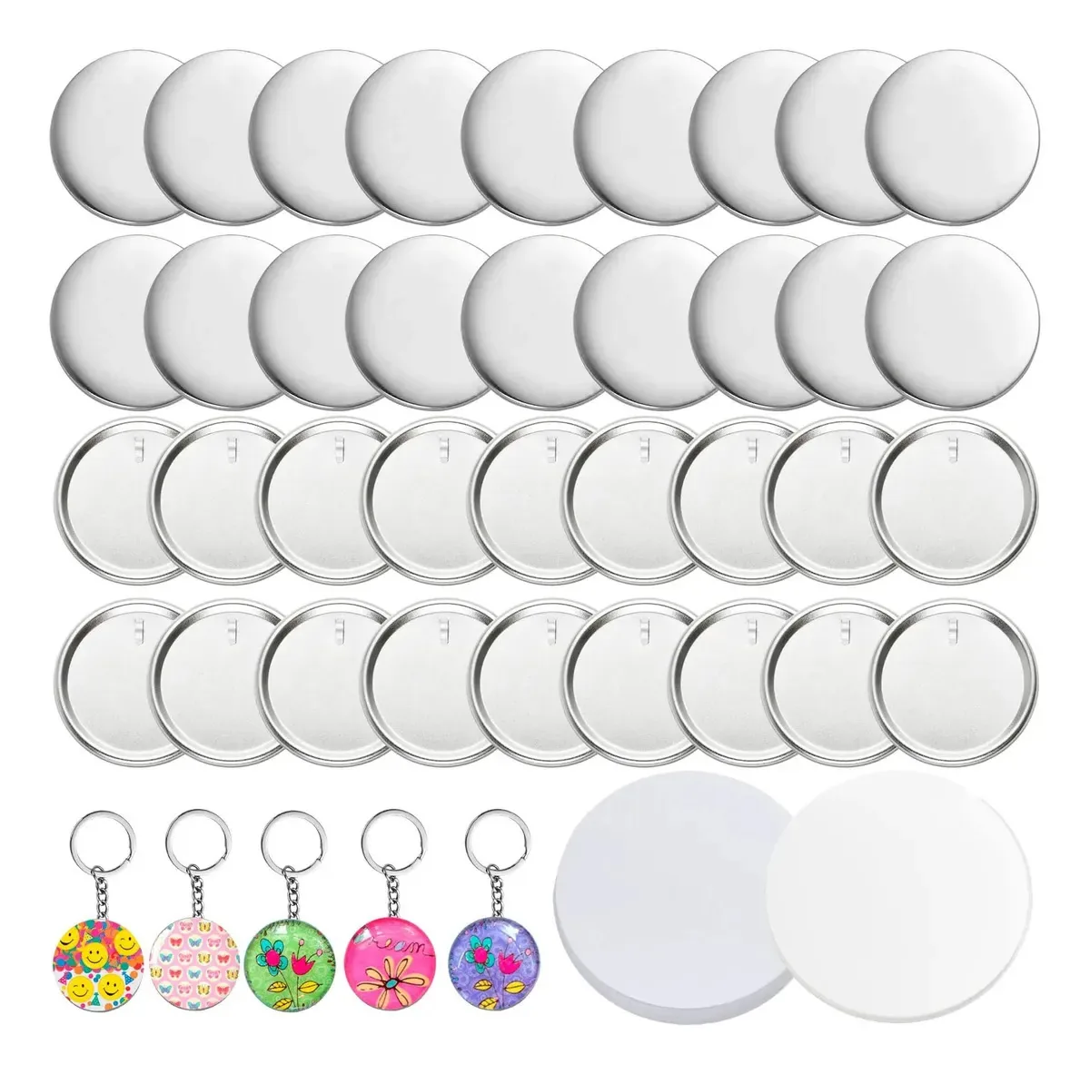 32mm Branco Pins E Bottons 50 Kits Para Mecolour Máquina De Button