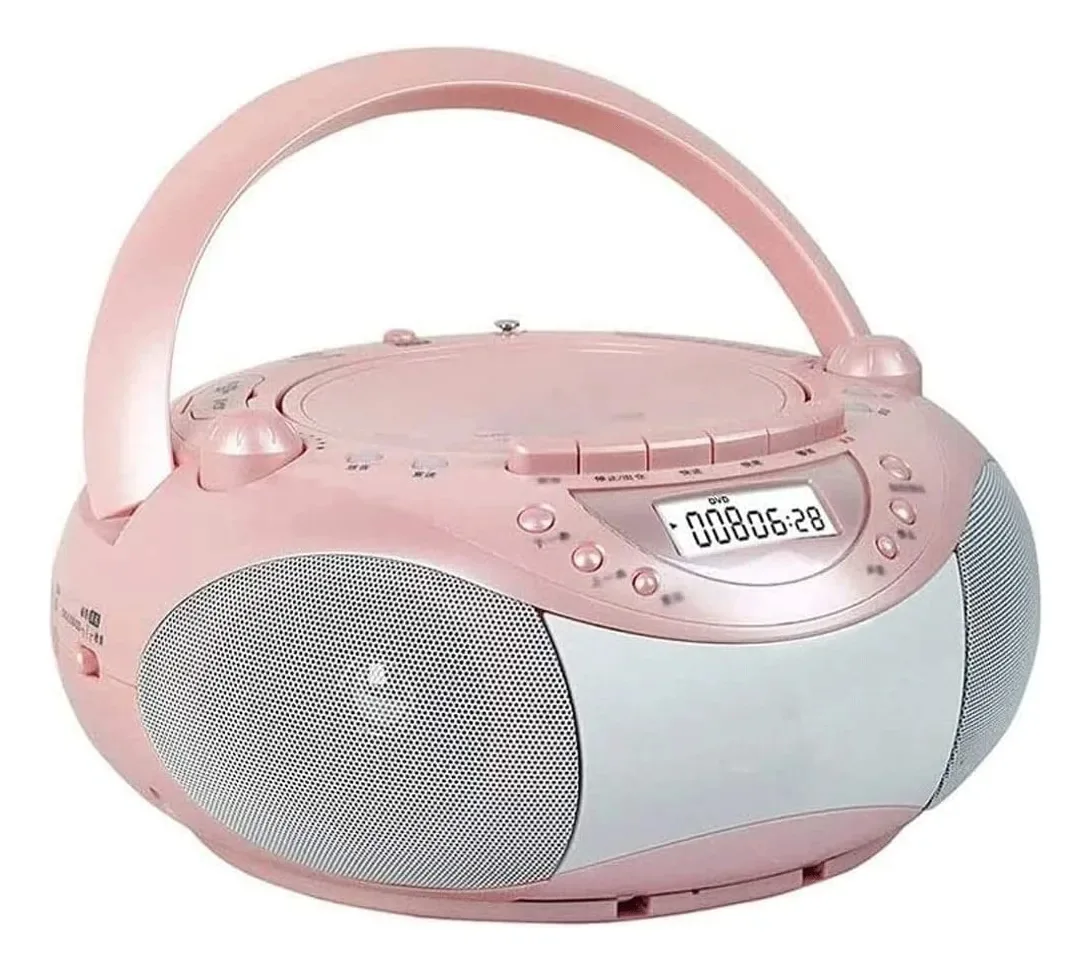 Leitor de CD portátil Mzlxdedian com proteção anti-replicação, rádio FM e fones de ouvido estéreo. (cor: rosa)