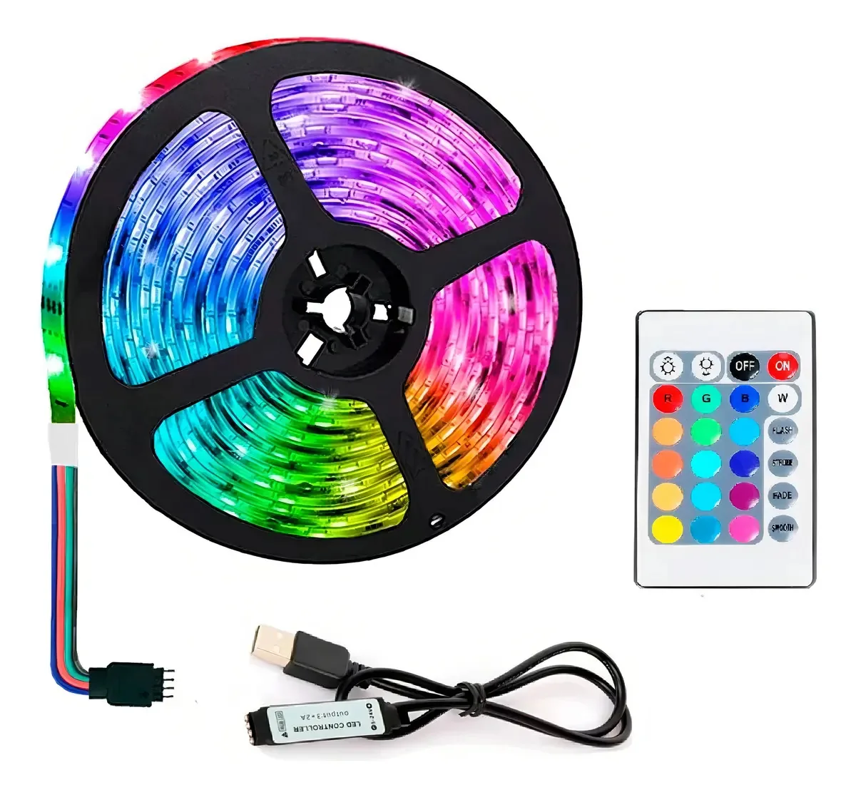 Fita de fita LED de 5 metros de controle Rgb 5050 Usb 5v