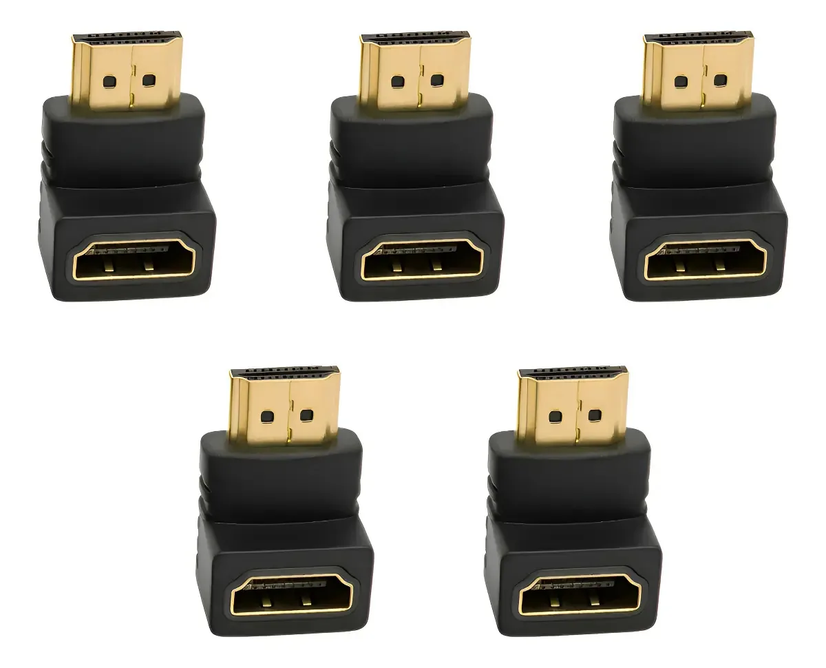 Kit com 5 Adaptadores HDMI 90° Macho Para Fêmea 4K da It-Blue