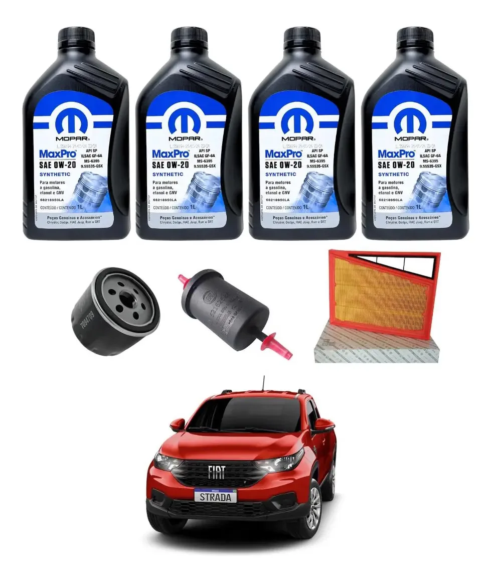 Kit Revisão Filtros E Óleo 0w20 Fiat Strada 1.3
