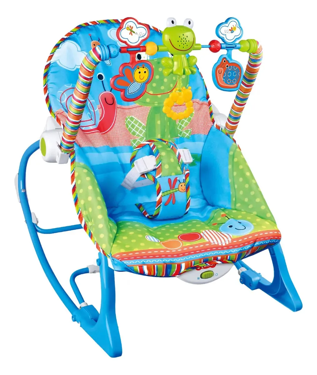 Cadeira de balanço para bebê - música e vibração, azul de até 3 anos