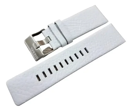 Pulseira Couro Branca Para Relógios Diesel 24mm Overflow Cor Branco/prata