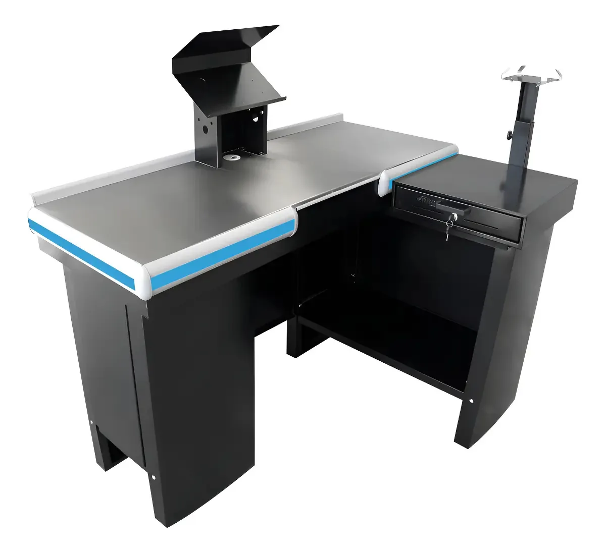 Checkout Caixa De Supermercado 1,30 Kit Para Automação Innal Cor Preto Perfil Azul