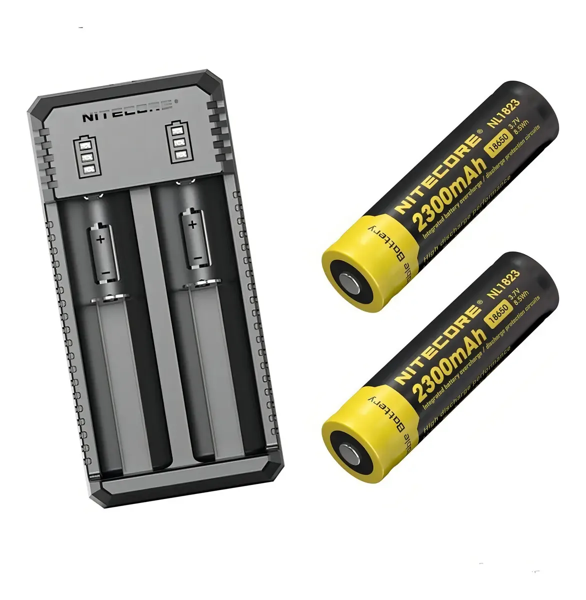 Carregador de bateria Nitecore com 2 slots de carregamento Ui2+2 baterias