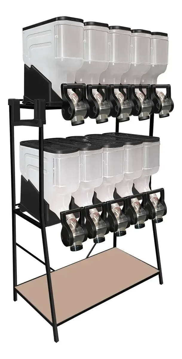 Dispenser Porta Cereais Ração 5 Módulos 20l + 5 Módulos 35l Cor Preto