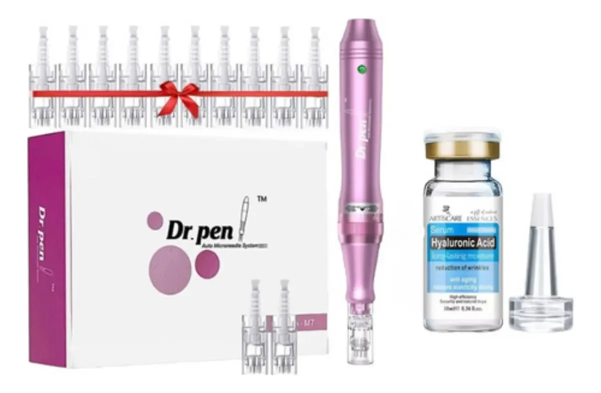 Dermapen M7 + 12 cartuchos +ampola de ácido hialurônico
