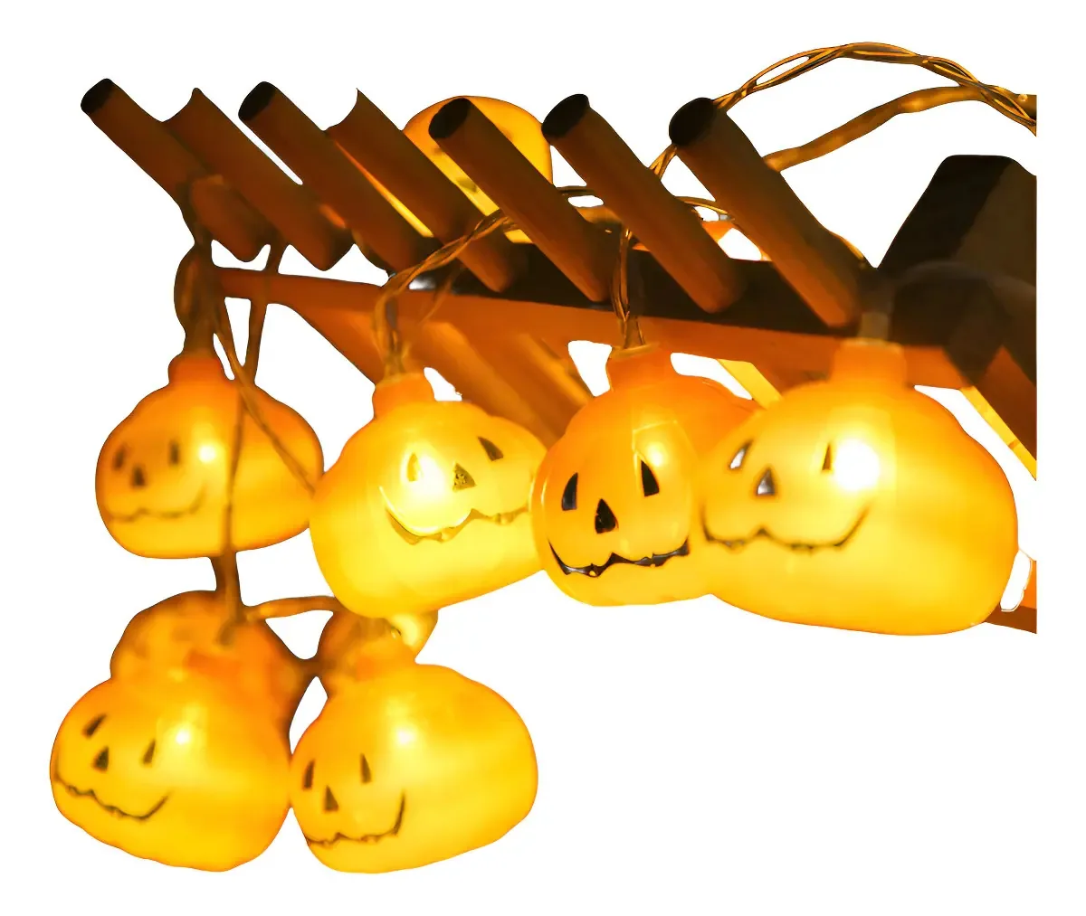 Decoração de luzes LED de abóbora de Halloween, cor de guirlanda, amarelo