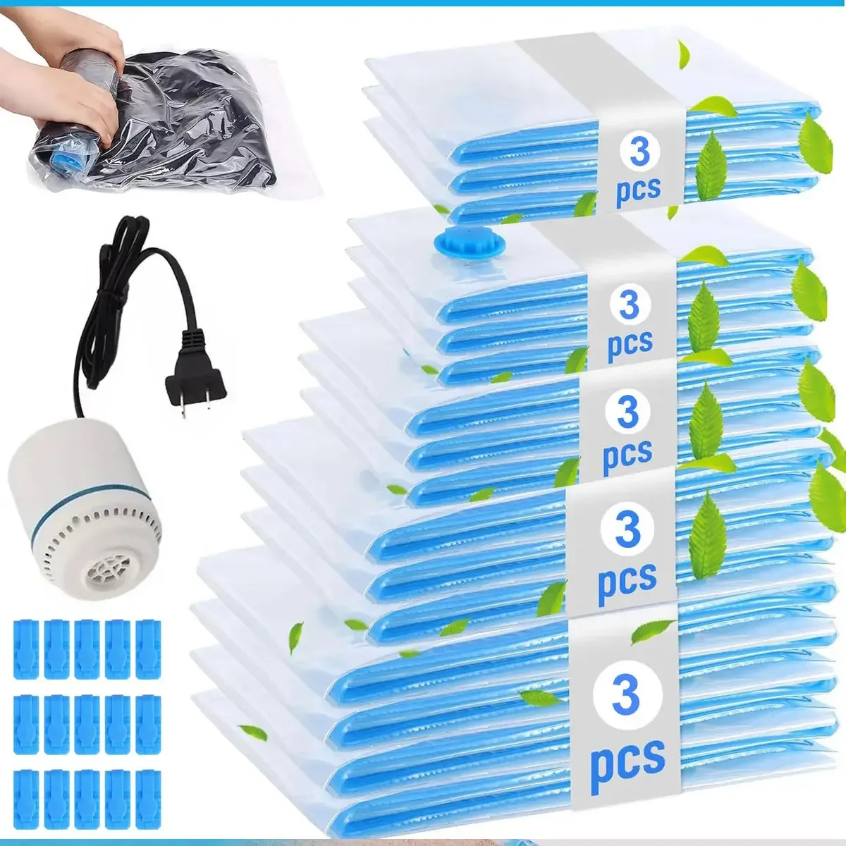 Saco à vácuo Dmtogeltd Bolsas Reutilizables - kit x 15 unidades de 80cm x 60cm