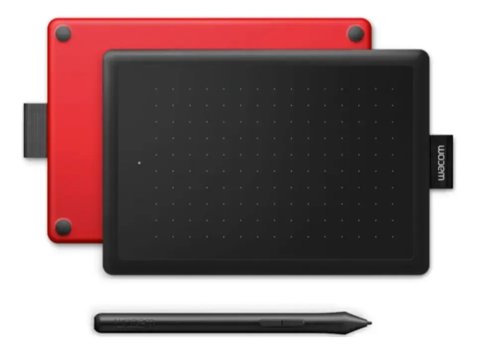Tablet de desenho gráfico digital Wacom One - preto e vermelho