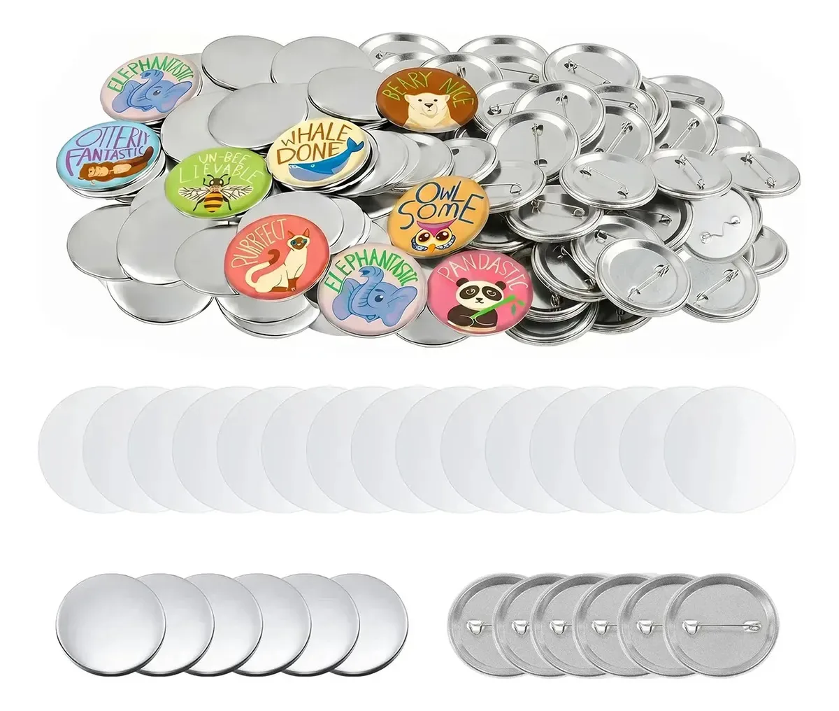 32mm Branco Pins E Bottons 100 Kits Broche De Ferro Para Mecolour Máquina De Button