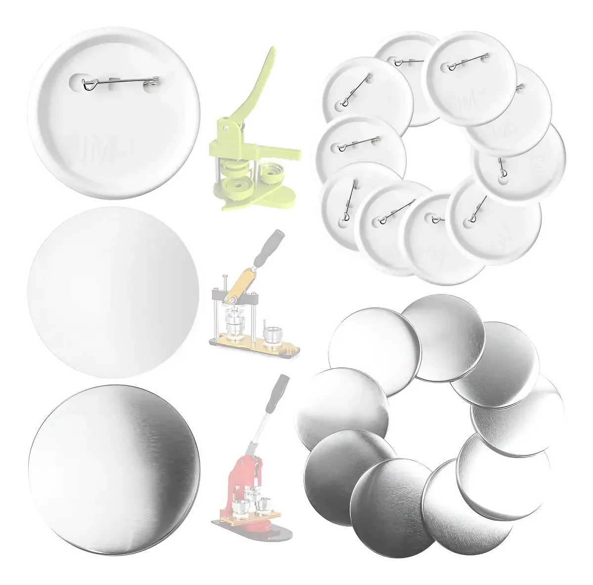 58mm Branco Pins E Bottons 100 Kits Para Mecolour Máquina De Buttons