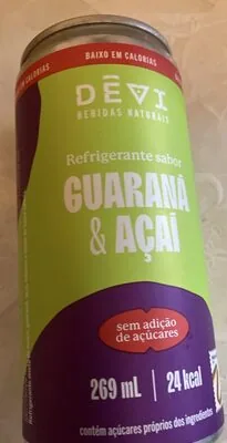 Refrigerante De Guaraná E Açaí Sem Açúcares Dêvi 269ml
