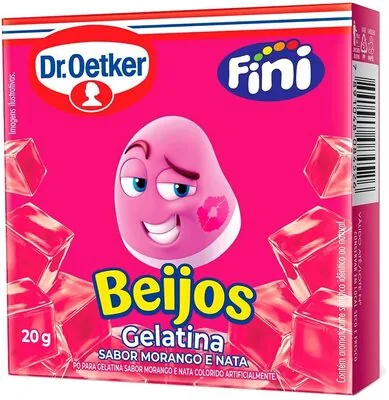 Gelatina Pó Morango E Nata Beijos Dr. Oetker Caixa 20g