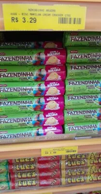 Biscoito Recheio Morango Fazendinha Bichos Do Brasil Pacote 108g