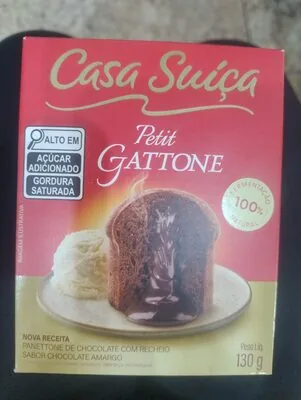 Panettone Petit Gattone Recheio Chocolate Amargo Casa Suíça Caixa 130g