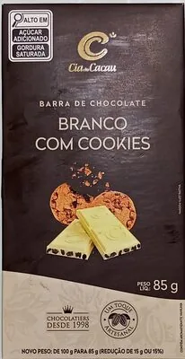 Choc Cia Do Cacau Choco Branco C Cookies Barra 100g