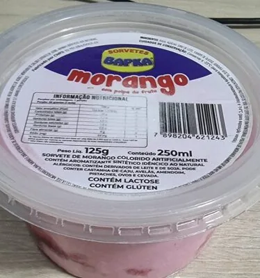 Sorvete de Morango colorido Artificialmente  com Polpa de Fruta