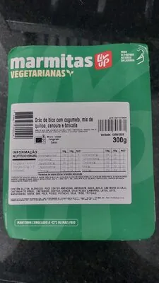 Marmita vegana: Grão De Bico Com Cogumelo, Mixed De Quinoa, Cenoura E Brócolis