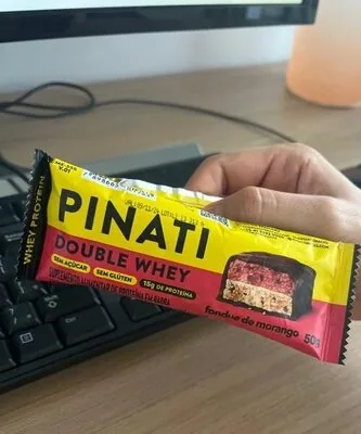 Barra De Proteína Fondue De Morango Zero Açúcar Pinati Double Whey Protein Pacote 50g