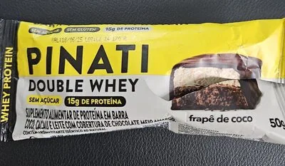 Barra De Proteína Frapê De Coco Cobertura Chocolate Meio Amargo Zero Açúcar Pinati Double Whey Pacot