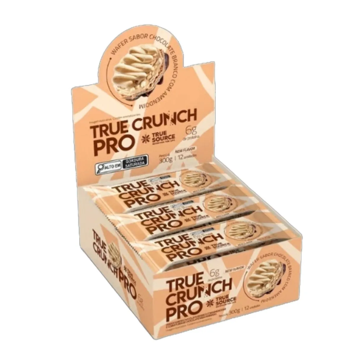 Wafer Proteico True Crunch Pro Chocolate Branco 25g True Source 12 Unidades