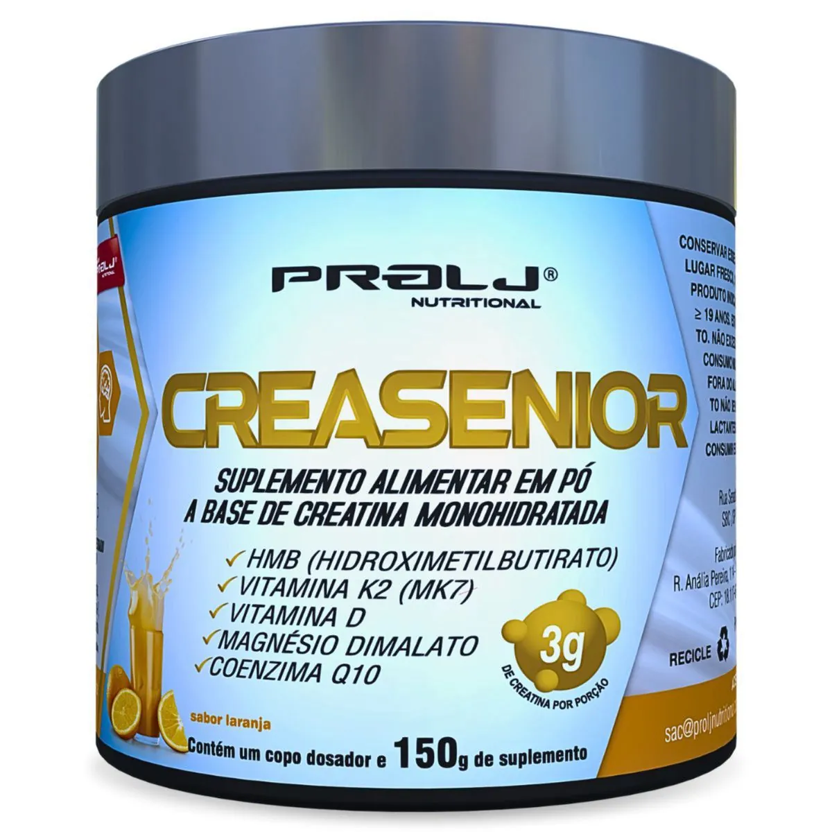 CREASENIOR CREATINA MONOHIDRATADA COM HMB, MAGNÉSIO DIMALATO, VITAMINA K E VITAMINA D 150g SABOR L