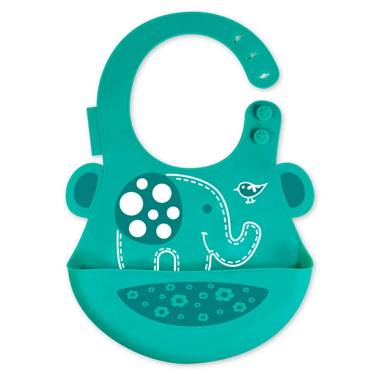Babador Em Silicone Elefante Ollie - Marcus & Marcus