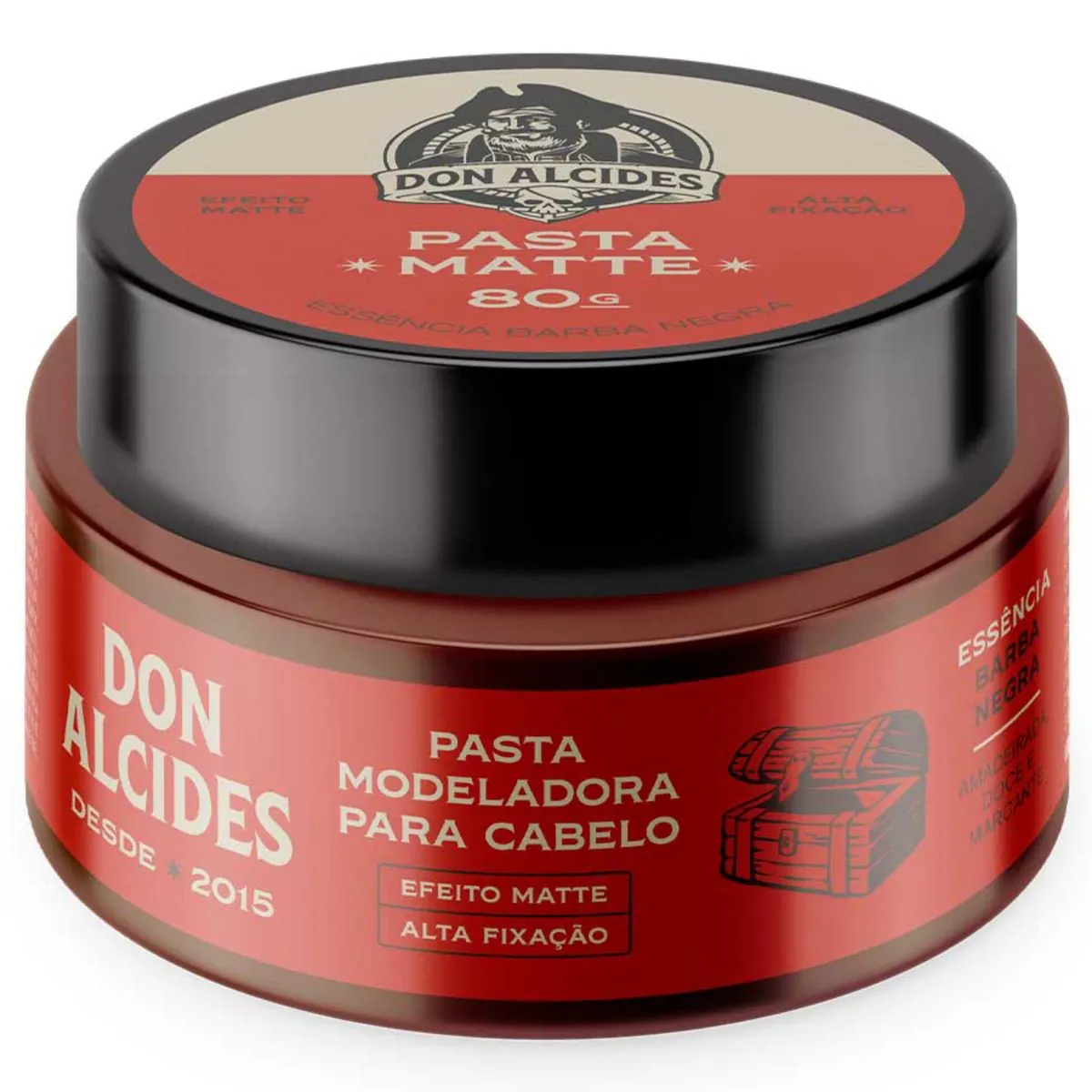 Pasta Matte Para Cabelo Barba Negra Pomada Alta Fixação 80g Don Alcides