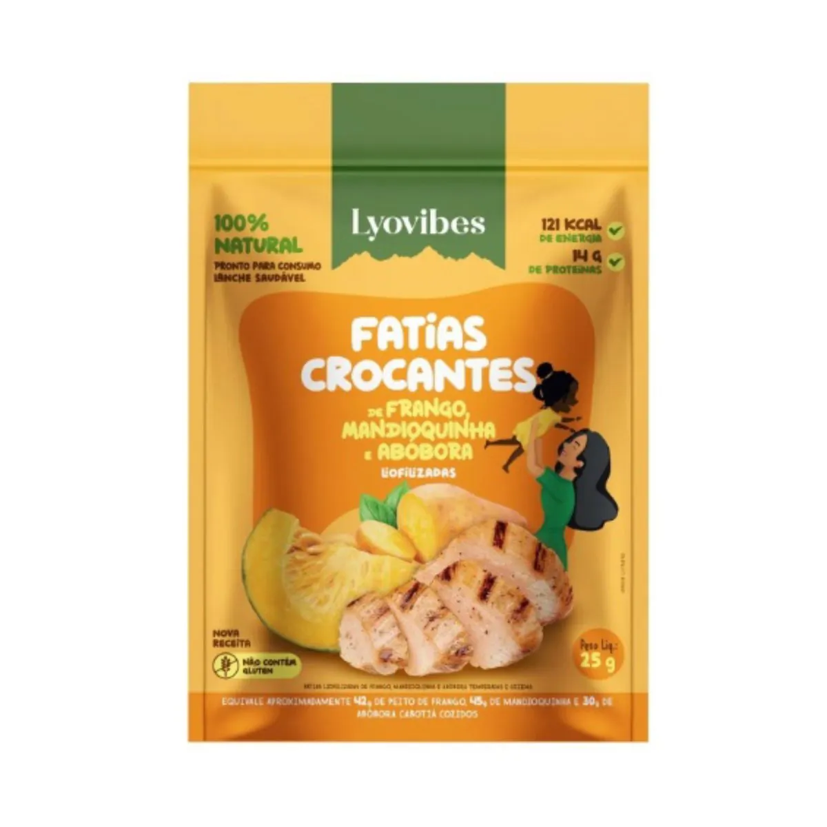 Snack de Frango, Mandioquinha e Abóbora Liofilizado Lyovibes 25g