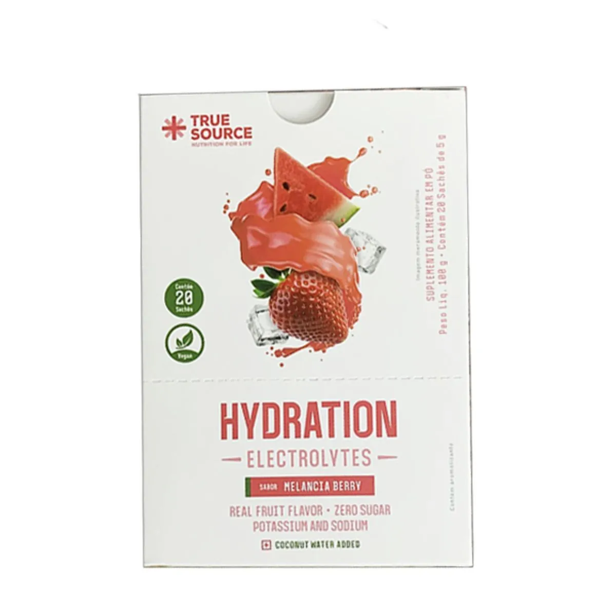 Repositor Eletrolítico Hydration Electrolytes Melancia Berry 5g True Source 20 Sachês